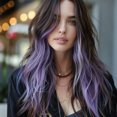 extension cheveux a clip color lilas couleur