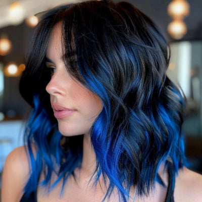 extension cheveux a clip colorfusion blue bleue couleur