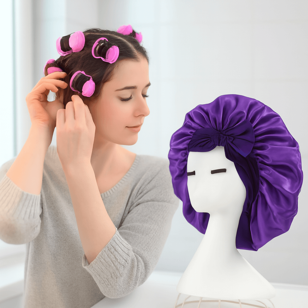 bonnet en satin moonwrap variante violet