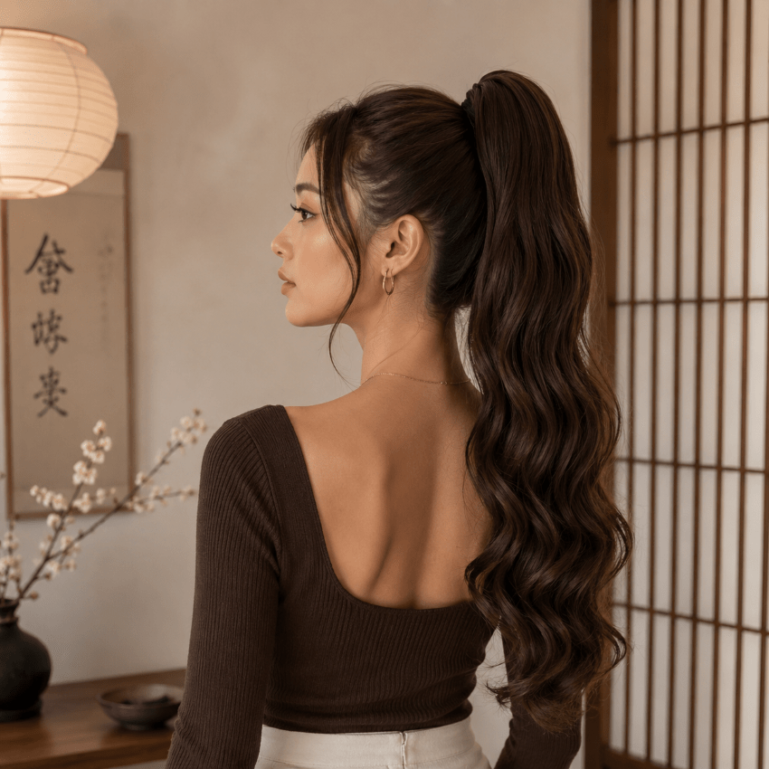 extension cheveux quickpony brun moyen