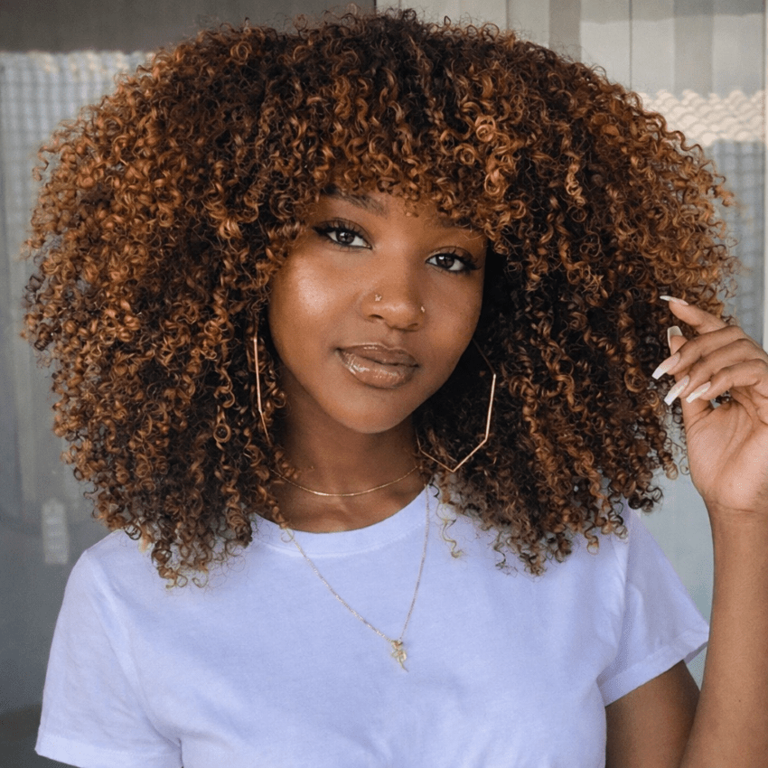 perruque afro afroglow meche cuivre