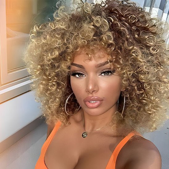 perruque afro afroglow blond clair dore