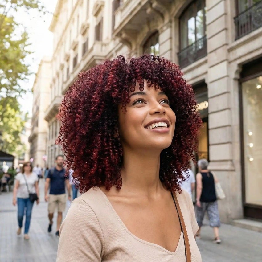 perruque afro afroglow meche bordeaux