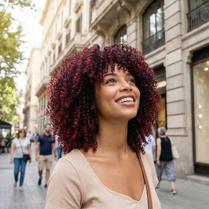 perruque afro afroglow meche bordeaux