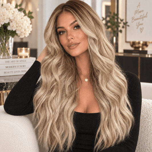 perruque blonde goldenhalo teinte blond balaye