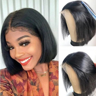 perruque cheveux naturels truebob raie centrale 20 cm noir