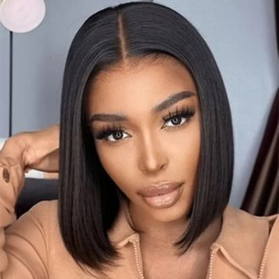 perruque cheveux naturels truebob raie centrale 25 cm