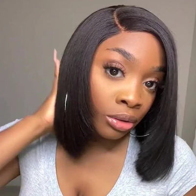 perruque cheveux naturels truebob raie laterale 30 cm