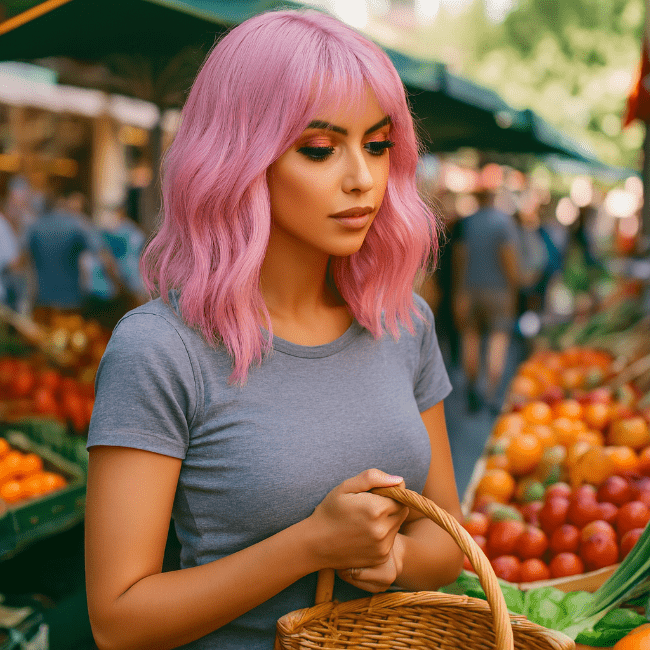 perruque femme chroma variante rose