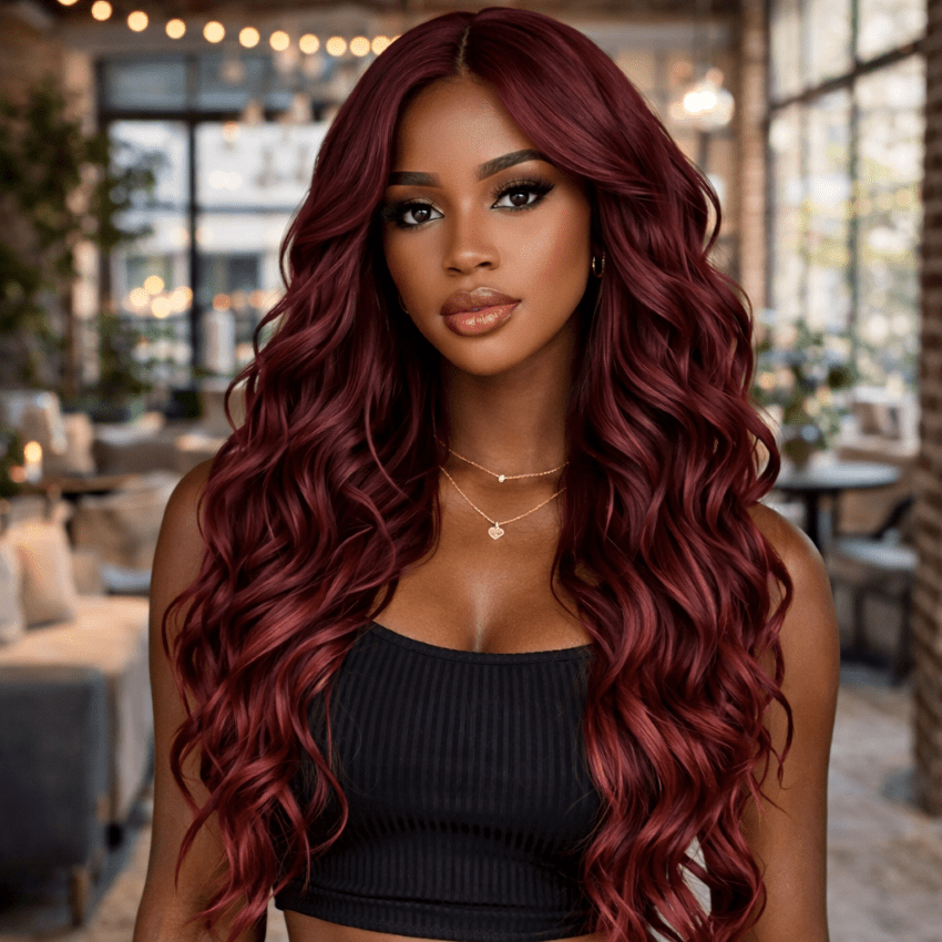 perruque femme hairmuse teinte bordeaux